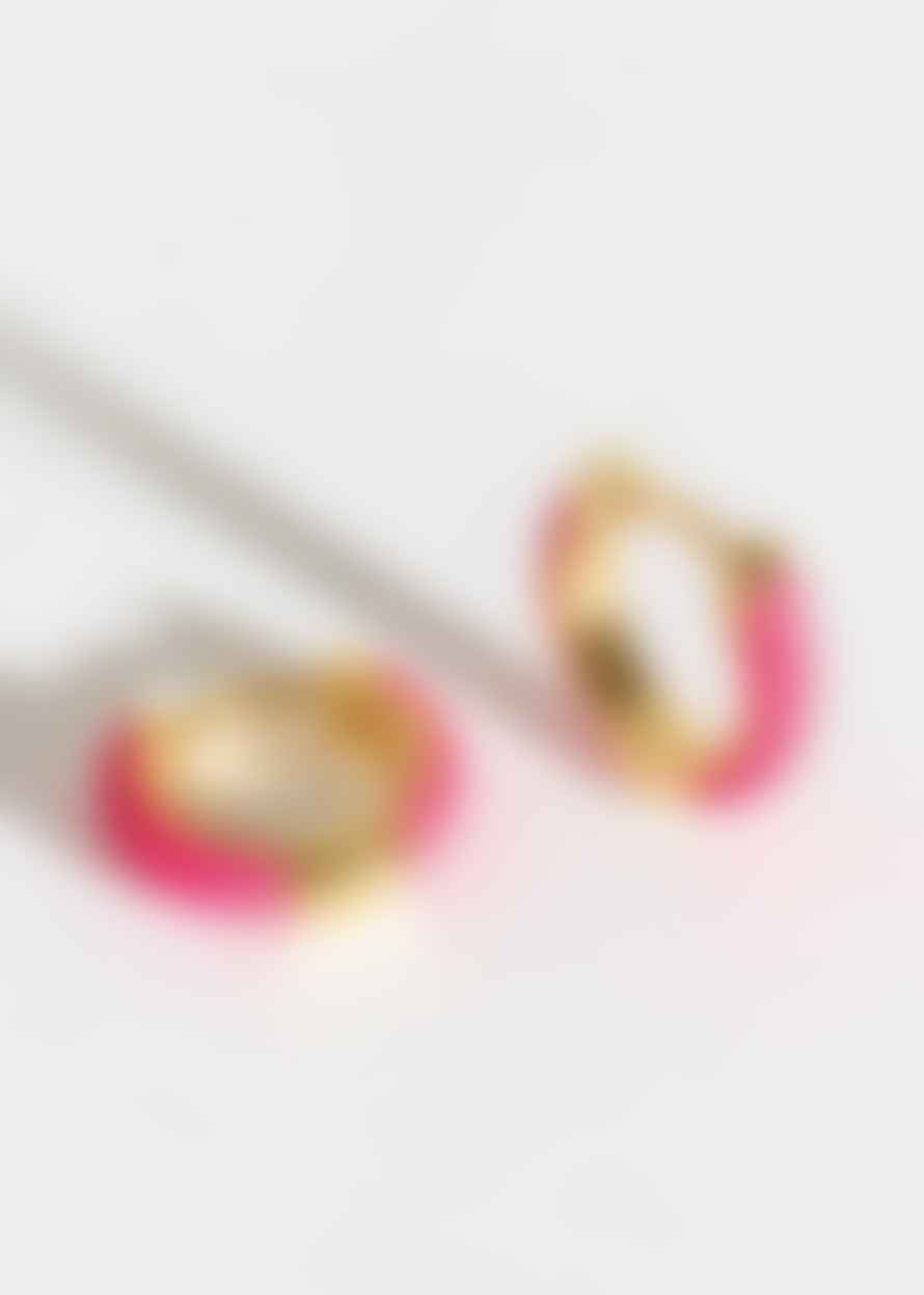 Claire Hill Designs Hot Pink Gold Huggie Earrings