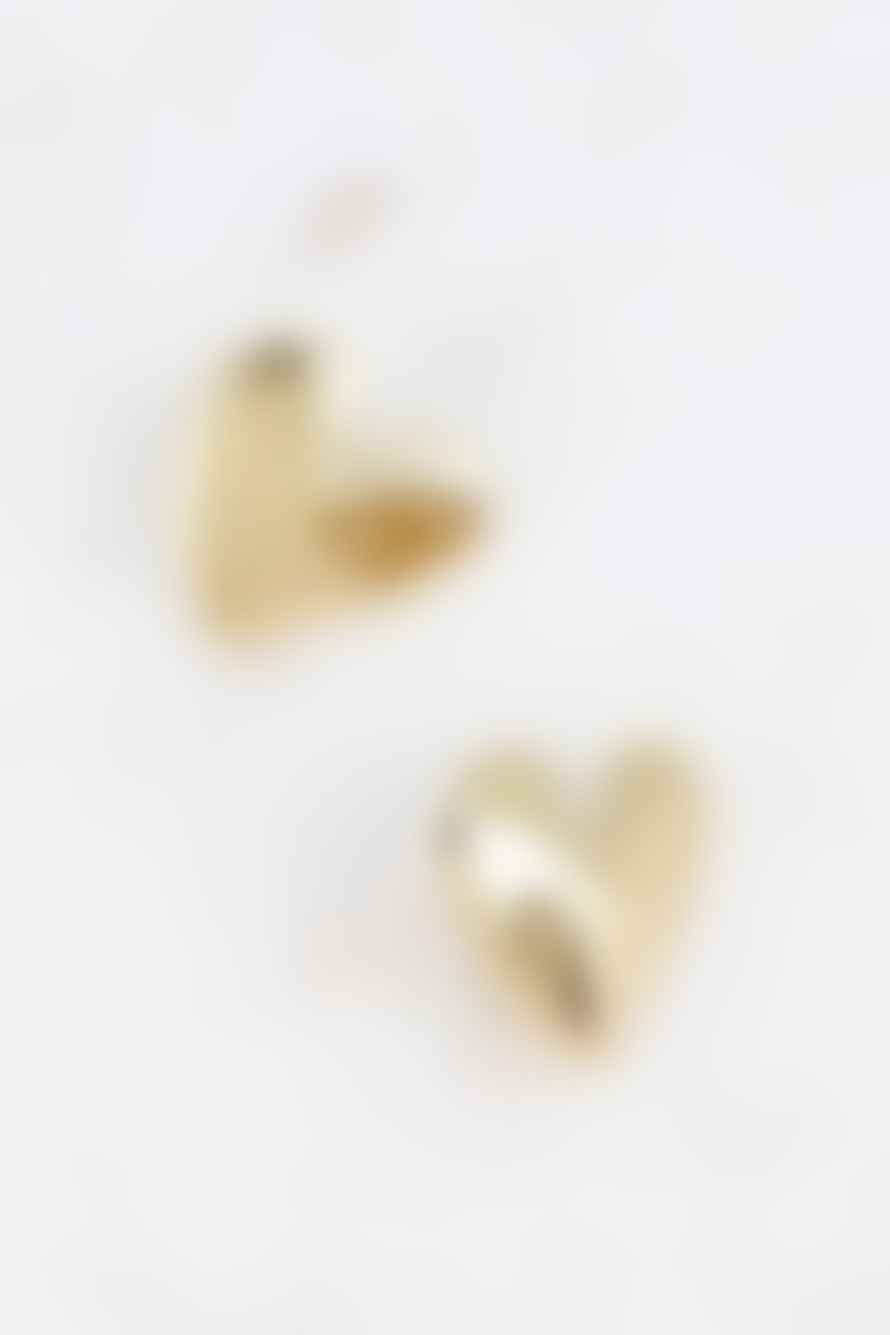 Bohm Paris Gold Hammered Heart Stud Earrings