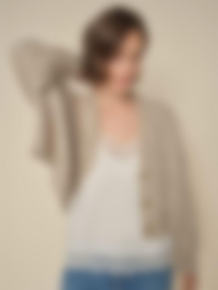 Mos Mosh Zela Knitted Cropped Oversized Cardigan Oatmeal Melange