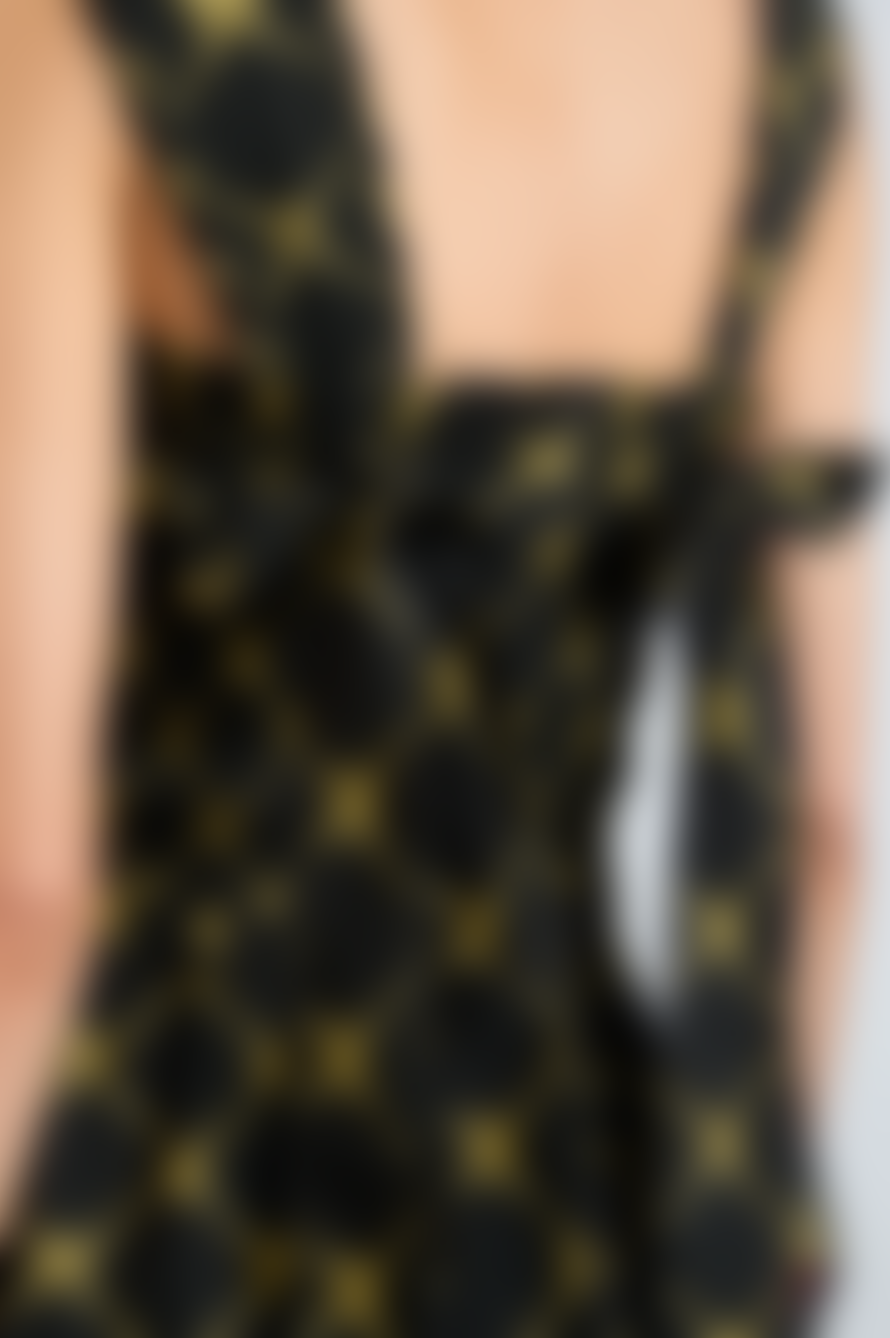 Damson Madder Tish Black With Yellow Bows Midi Dress