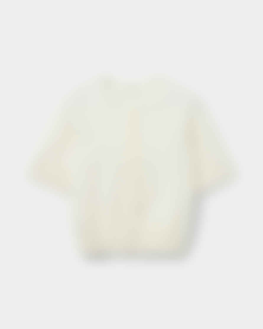 SOFIE SCHNOOR Short Sleeve 100% Merino Cardigan In Off White