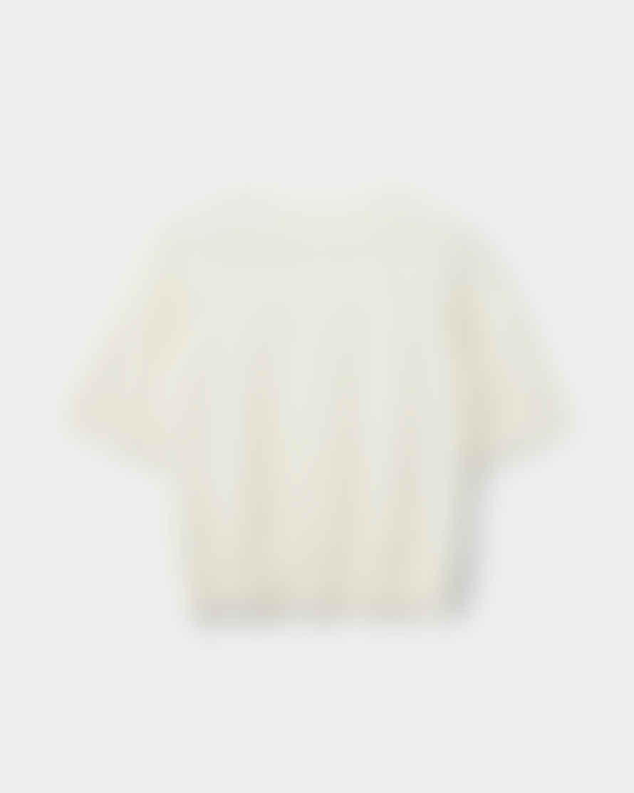 SOFIE SCHNOOR Short Sleeve 100% Merino Cardigan In Off White