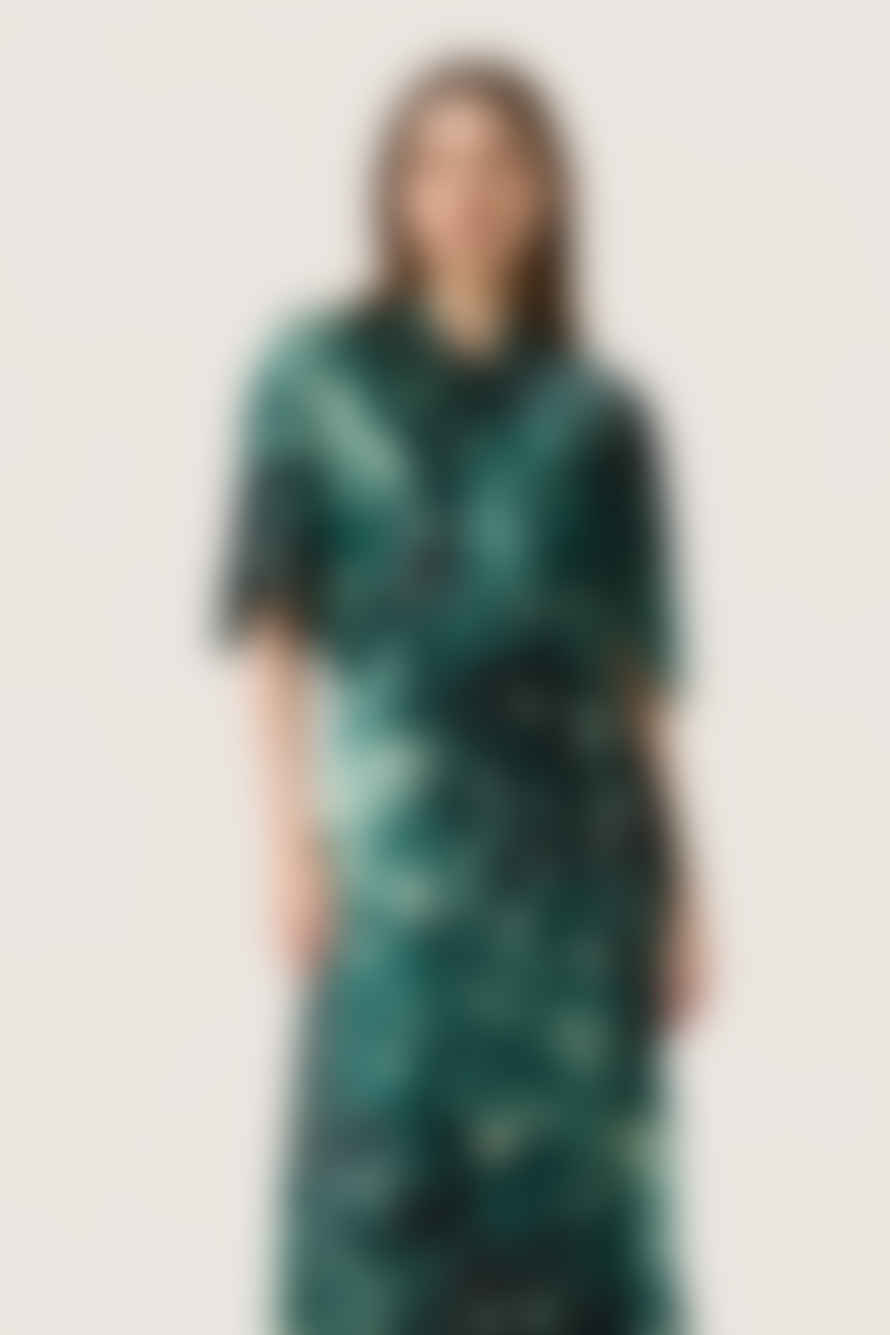 Soaked in Luxury  Rain Forest Green Splash Print Miria Dress