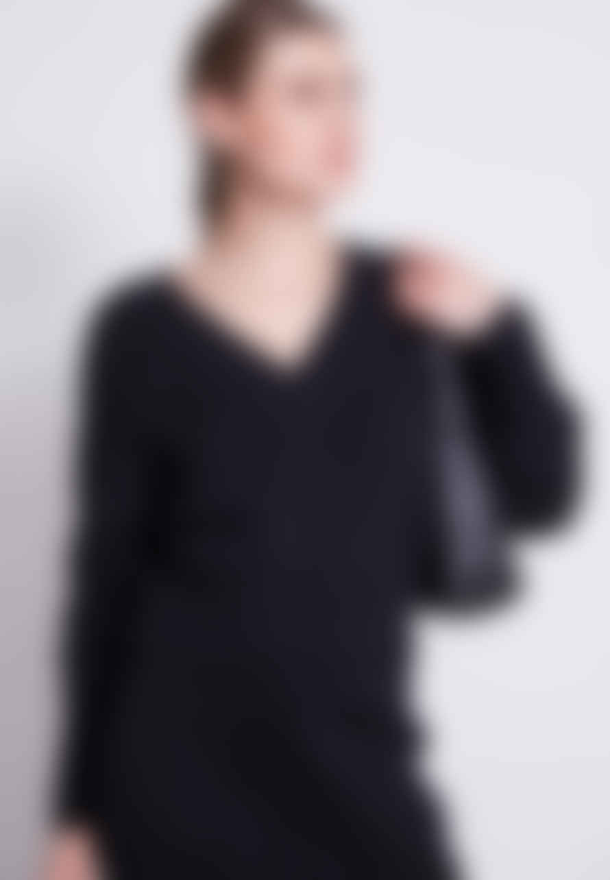 Jan 'n June Luz Organic Cotton V-neck Jumper Gots | Black