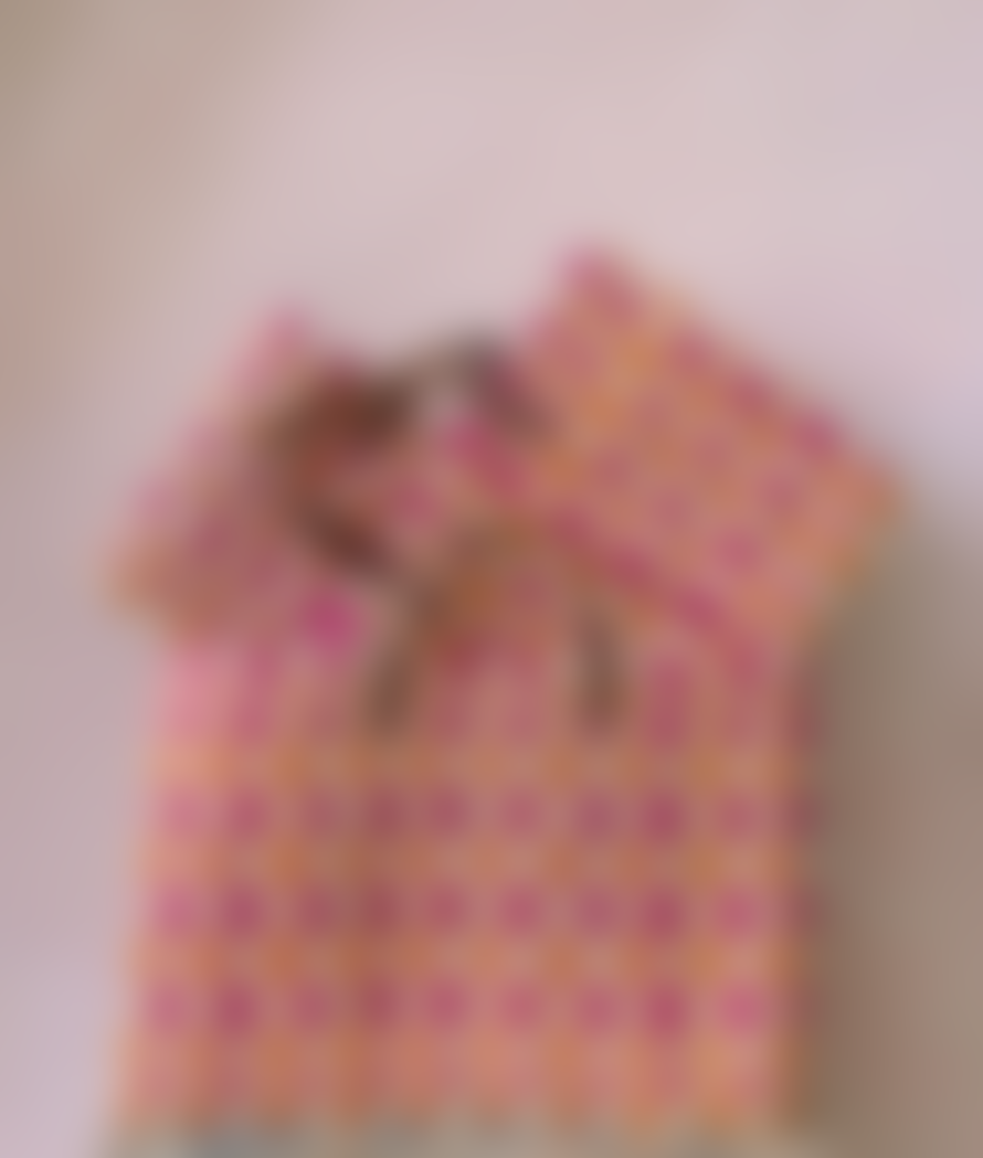 Bohemia Designs Large Chequered Reed Basket - Pink and Orange