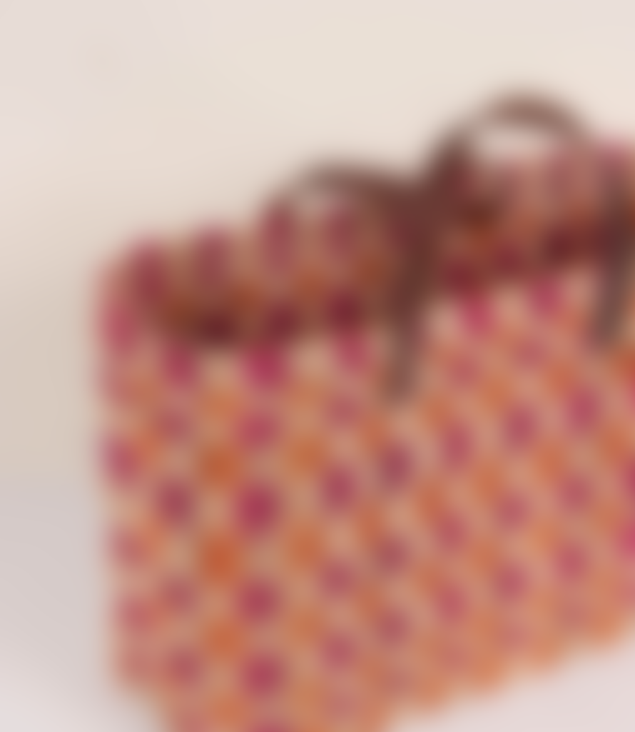 Bohemia Designs Large Chequered Reed Basket - Pink and Orange