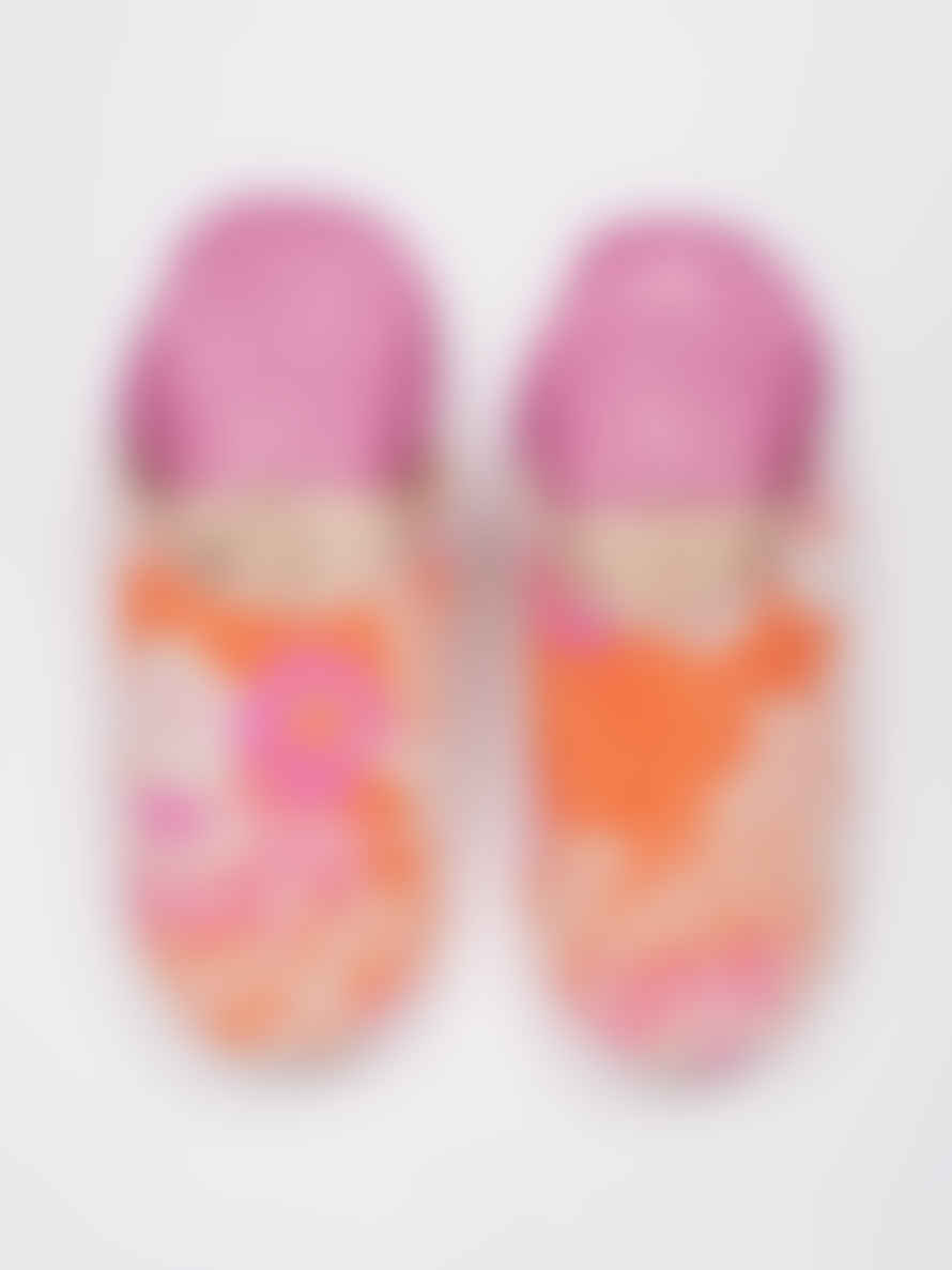 Bohemia Margot Floral Leather Slippers - Orange/Pink