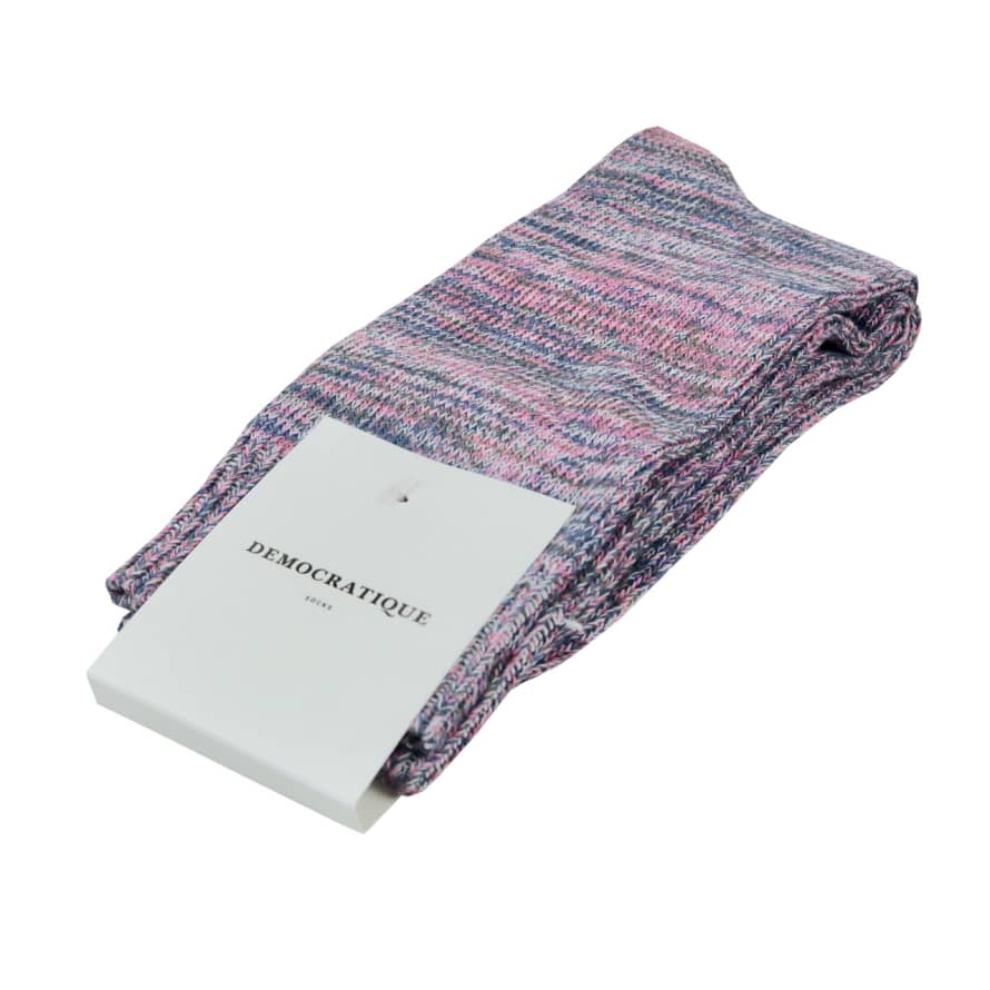 Democratique Socks Men's Socks - Relax Chunky Knit - Pink Fleur/Army/Off White/Light Diesel