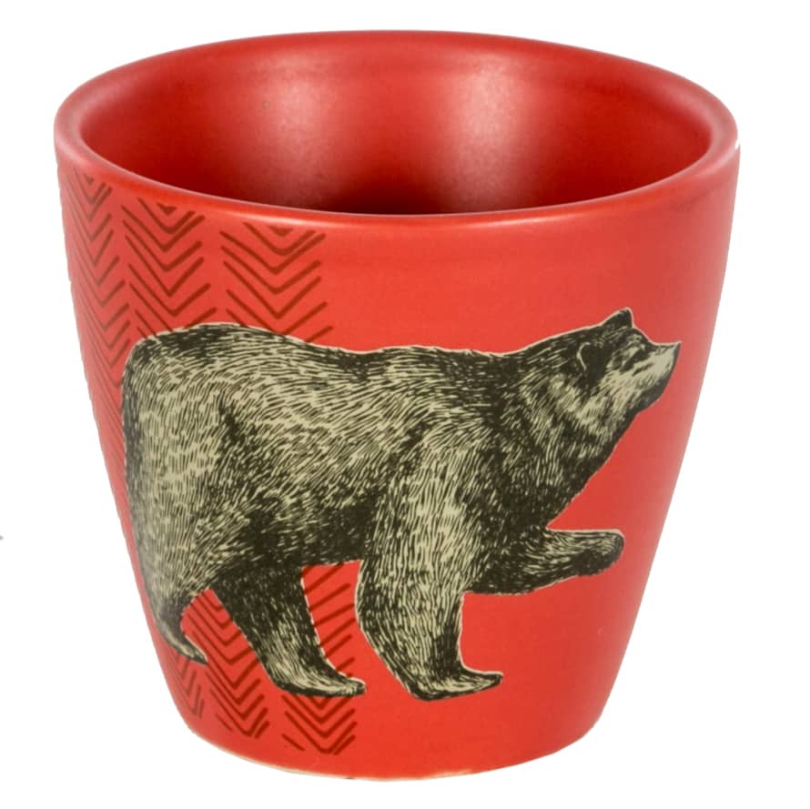 Sylvie Thiriez Red Ceramic Espresso Cup with Bear Motif