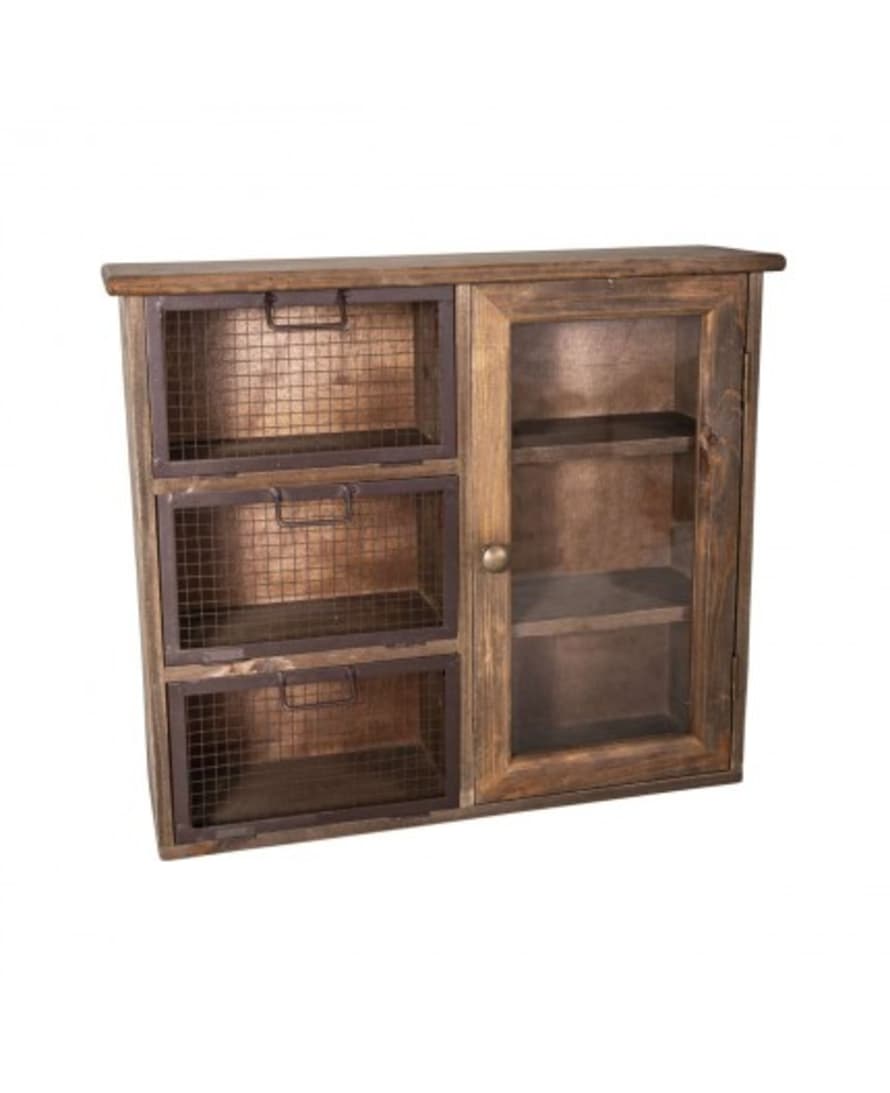 ANTIC LINE Glass Door and Mesh Drawers Cabinet