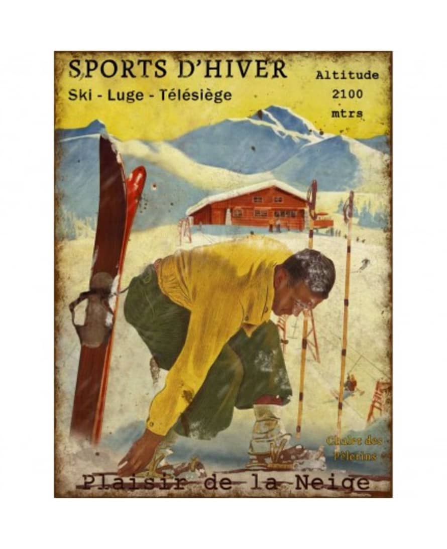 ANTIC LINE Wall  Metal Sign "Sports D´hiver"