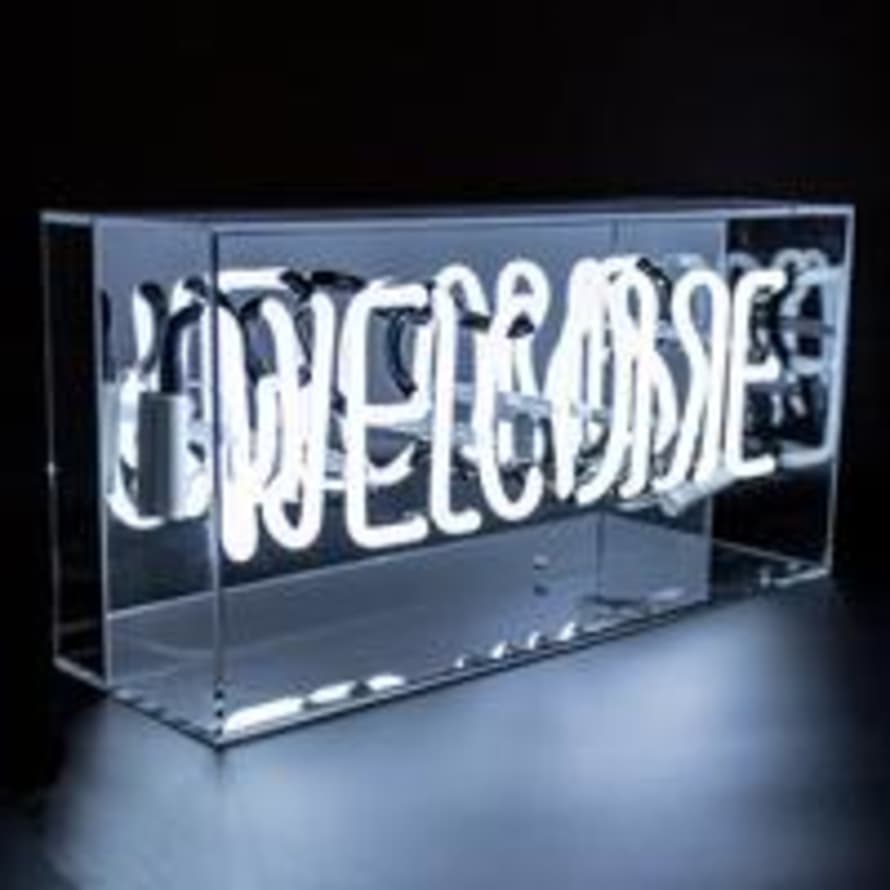 Locomoceon White Welcome Acrylic Box Neon Light