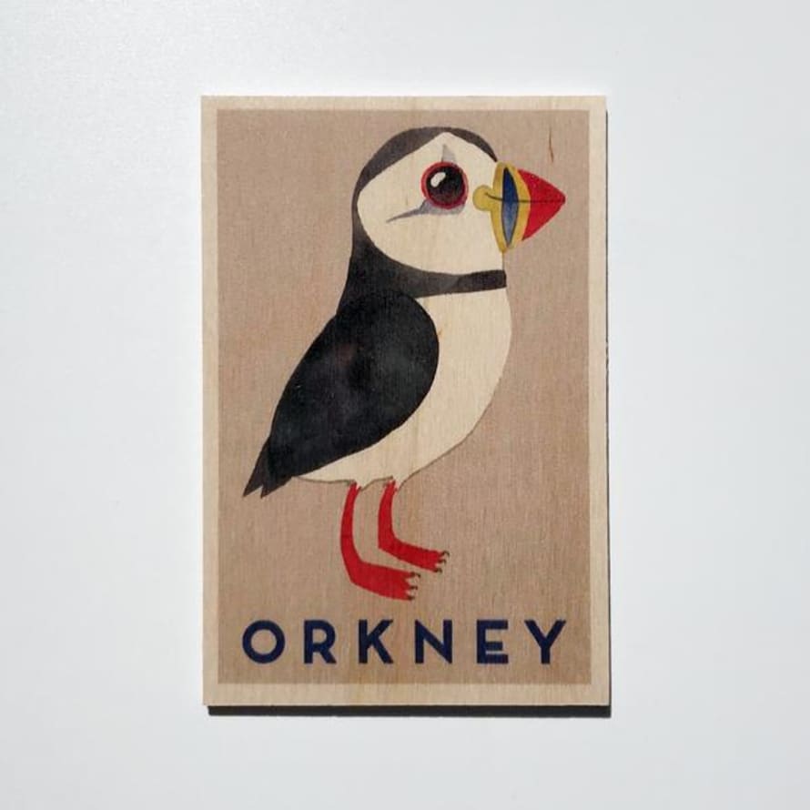 The Wooden Postcard Company Orkney Puffin Wooden Postcard
