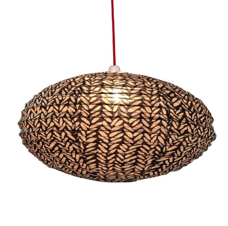 Curiouser and Curiouser Small 60cm Cream And Black Rice Cotton Pendant Lampshade