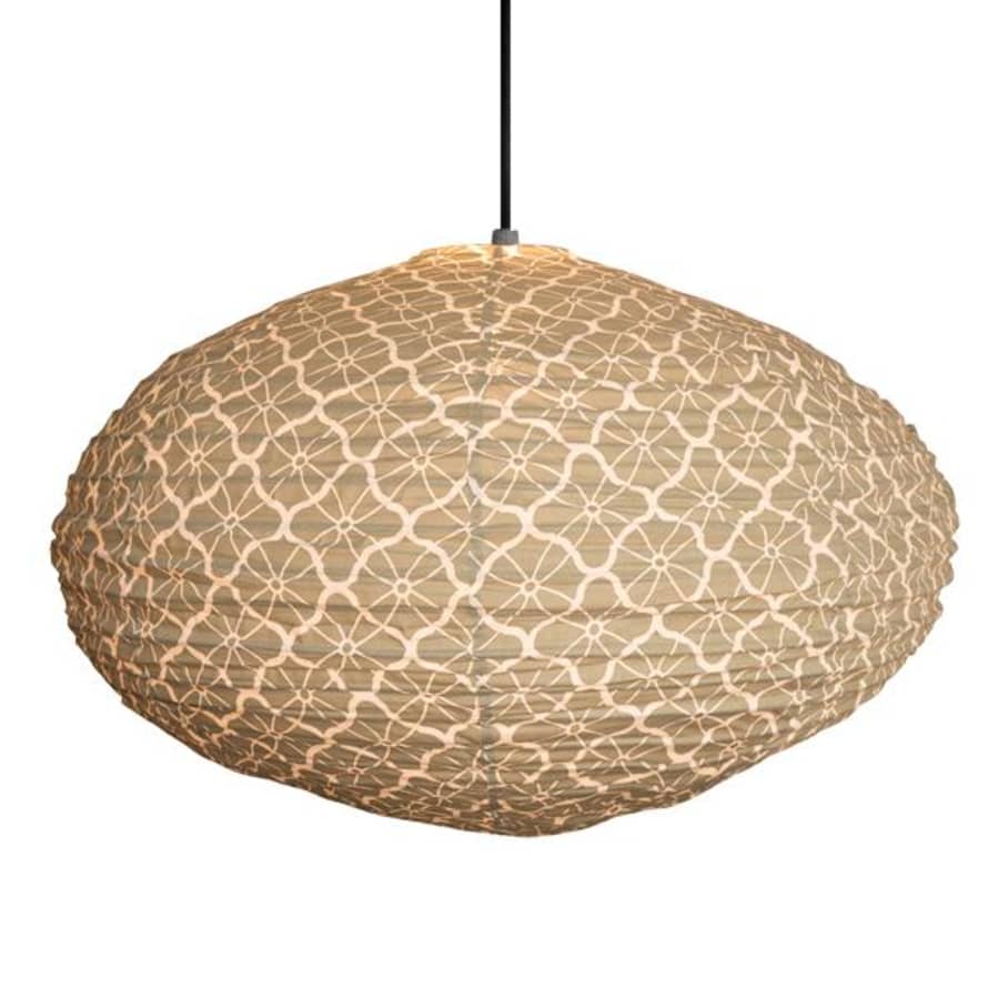 Curiouser and Curiouser Large 80 cm Cream And Olive Lotus Cotton Pendant Lampshade