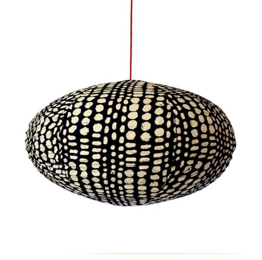 Curiouser and Curiouser Large 80 cm Cream And Indigo Akisame Cotton Pendant Lampshade