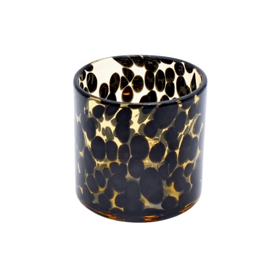 &Quirky Leopard Print Glass Candle Holder Large