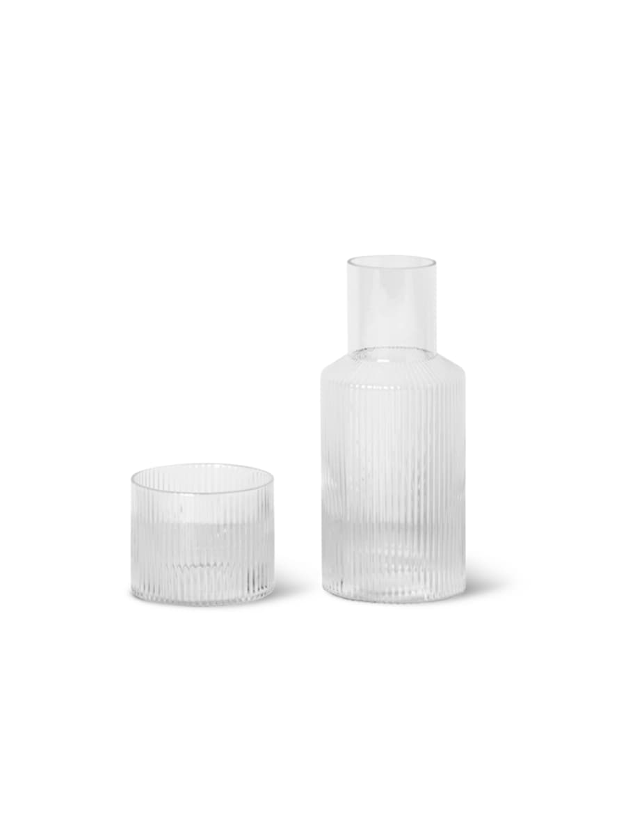 Ferm Living Small Ripple Carafe with Glass Set - Clear