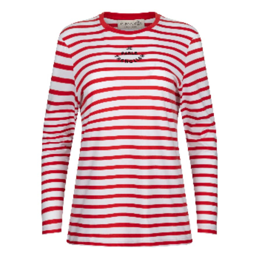 Etre Cecile Je Parle Frenglish Long Sleeve T-Shirt - Red Breton Stripe 