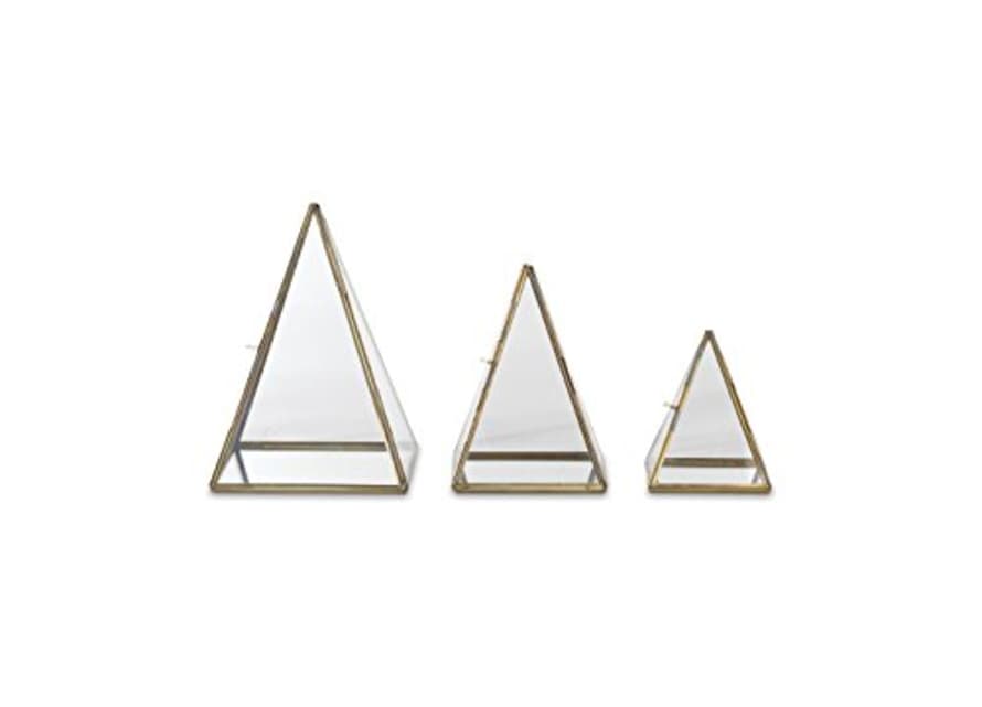 Nkuku Medium Crystal and Brass Bequai Pyramid Display
