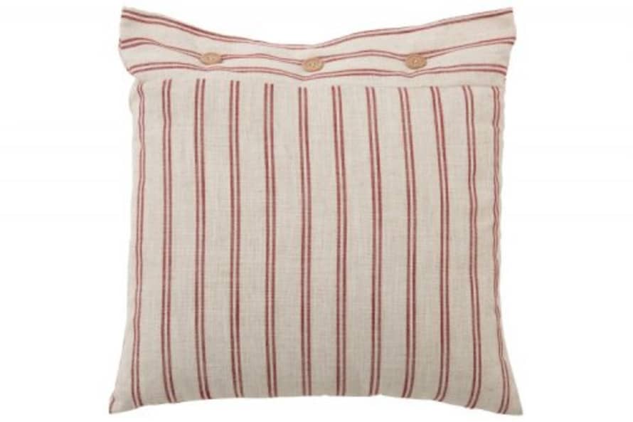 Jolipa Red and Beige Striped Cushion