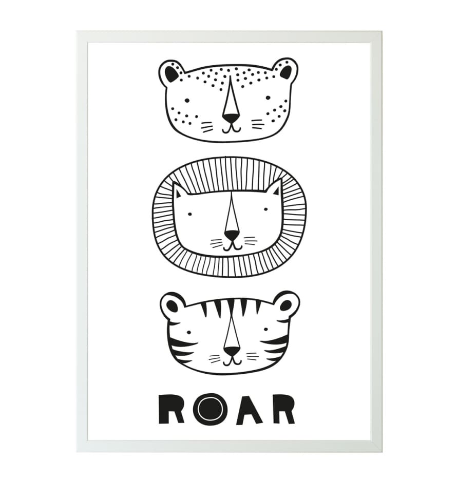 A Little Lovely Company Black and White Roar Poster