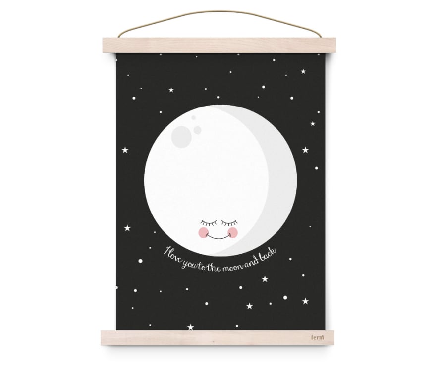 Eef Lillemor Black and White I Love You to the Moon and Back Poster