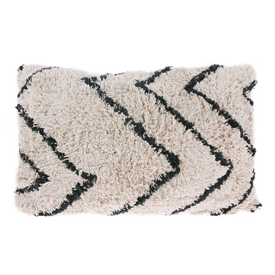 Mink Interiors Berber Cushion - Soft White + Black (40 x 60cm)