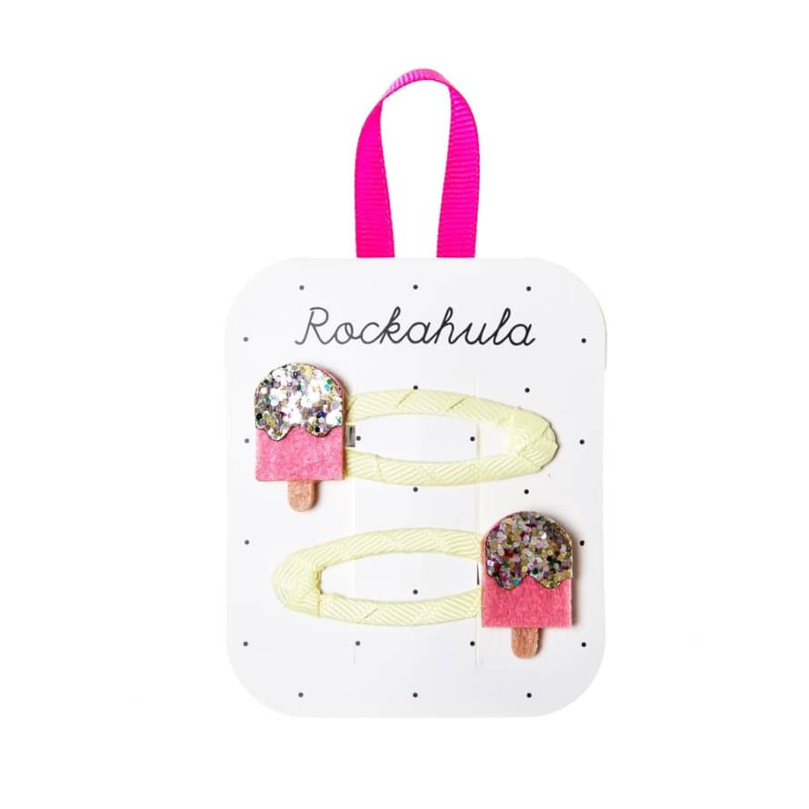 Rockahula Set of 2 Cream and Pink Ice Lolly Glitter Clips