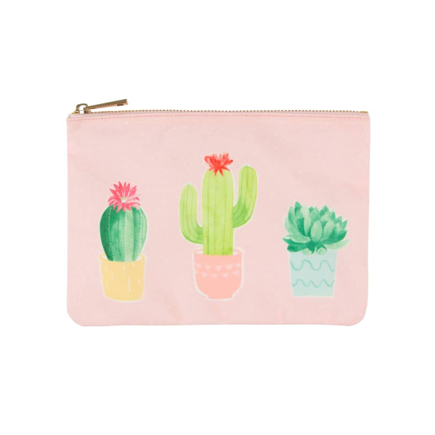 Sass & Belle  Pink Cactus Fabric Toiletry Bag