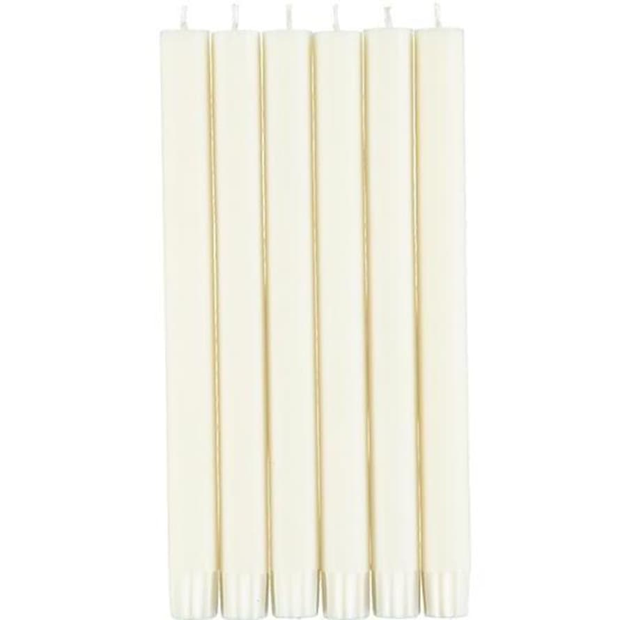 British Colour Standard Pearl White Eco Dinner Candles Set Of 6