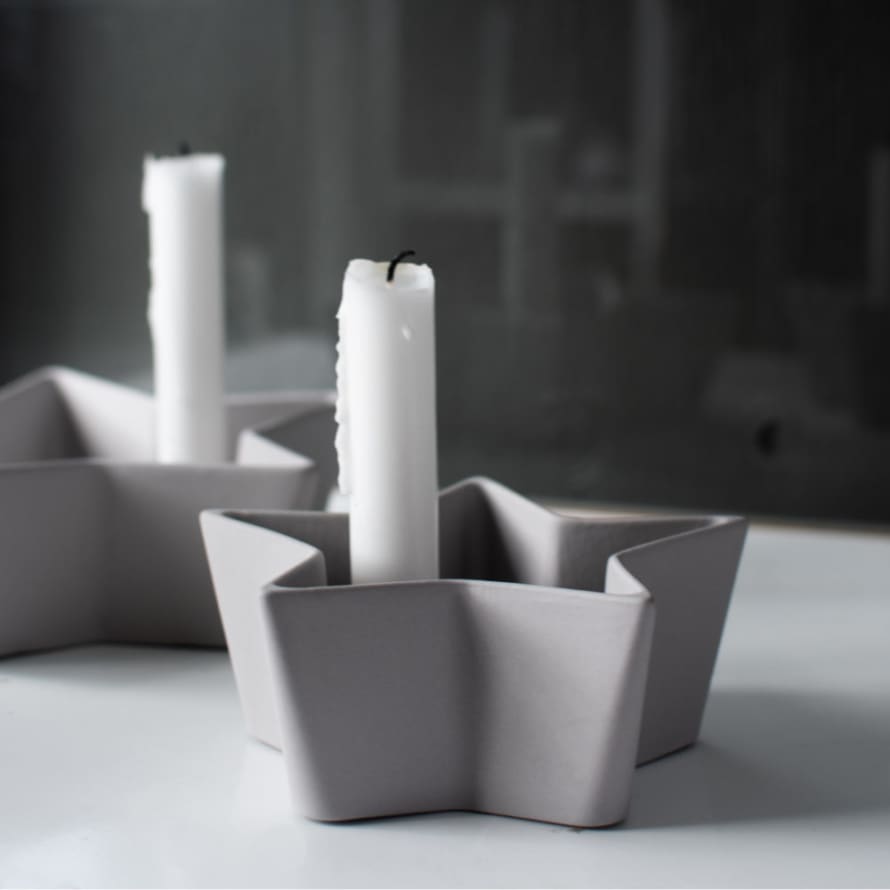 Storefactory Small White Star Ceramic Candlestick