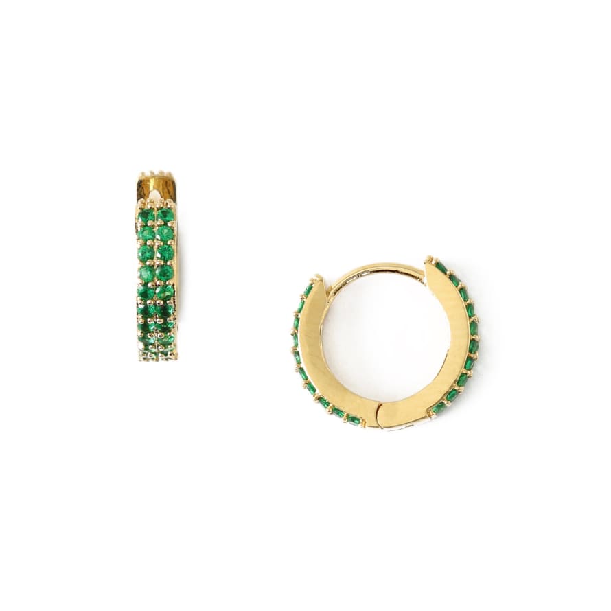 Orelia Chunky Emerald Huggie Hoop Earrings