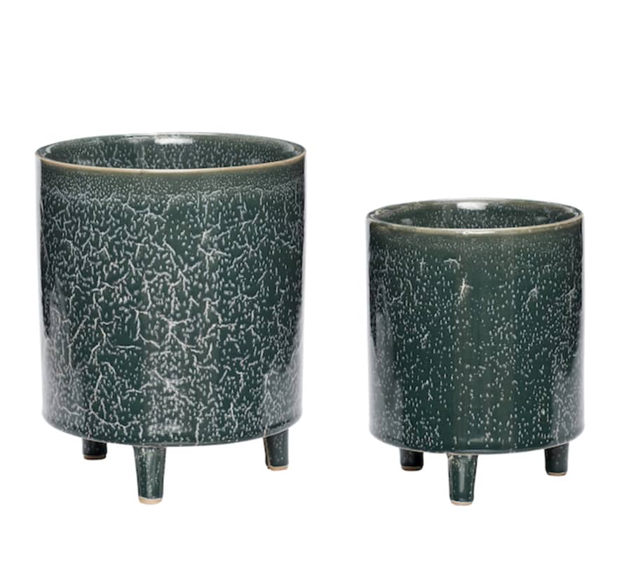 Hubsch Pot, ceramics, green, s/2