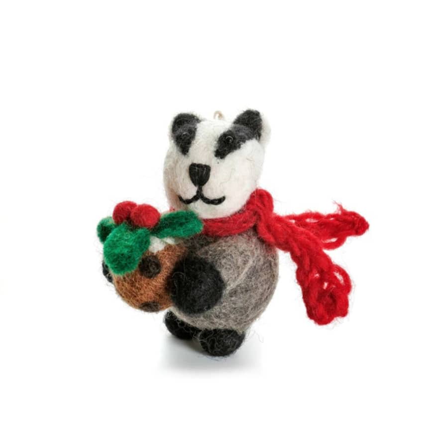 Amica Badger with Christmas Pudding Decoration