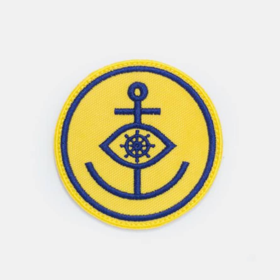 Basati Yellow and Navy Blue SMILEY PATCH