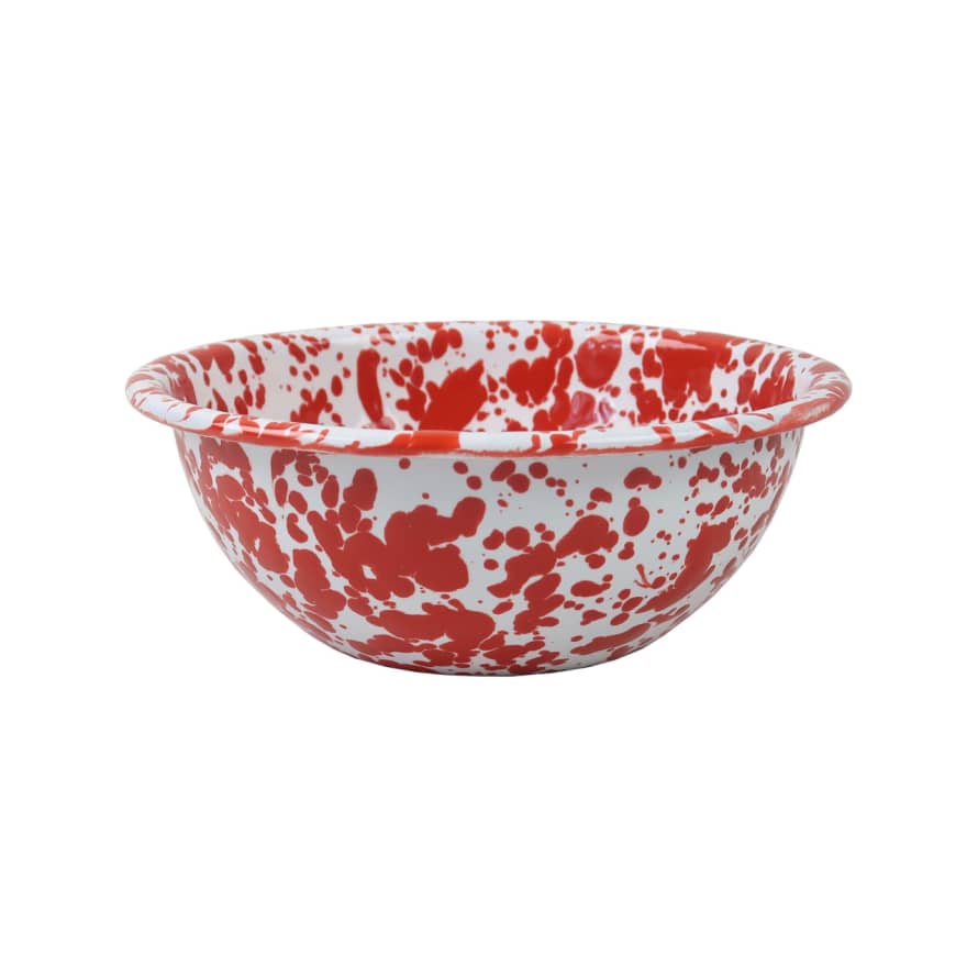 Crow Canyon Home Set of 4 Red Enamel Splatterware Cereal Bowls
