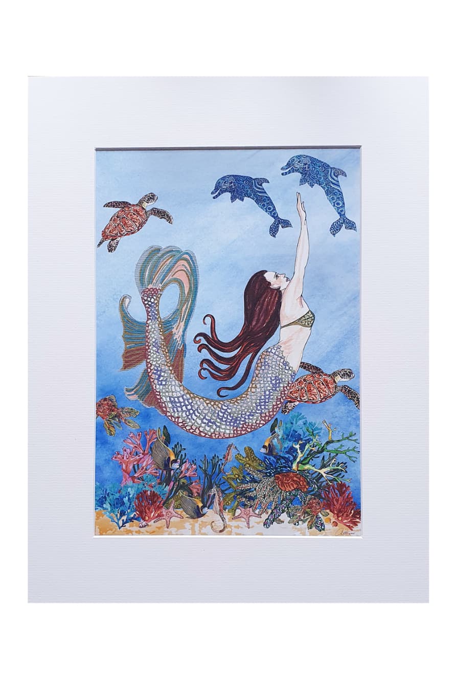 Canvasbutterfly Mermaid Scene Mounted Print