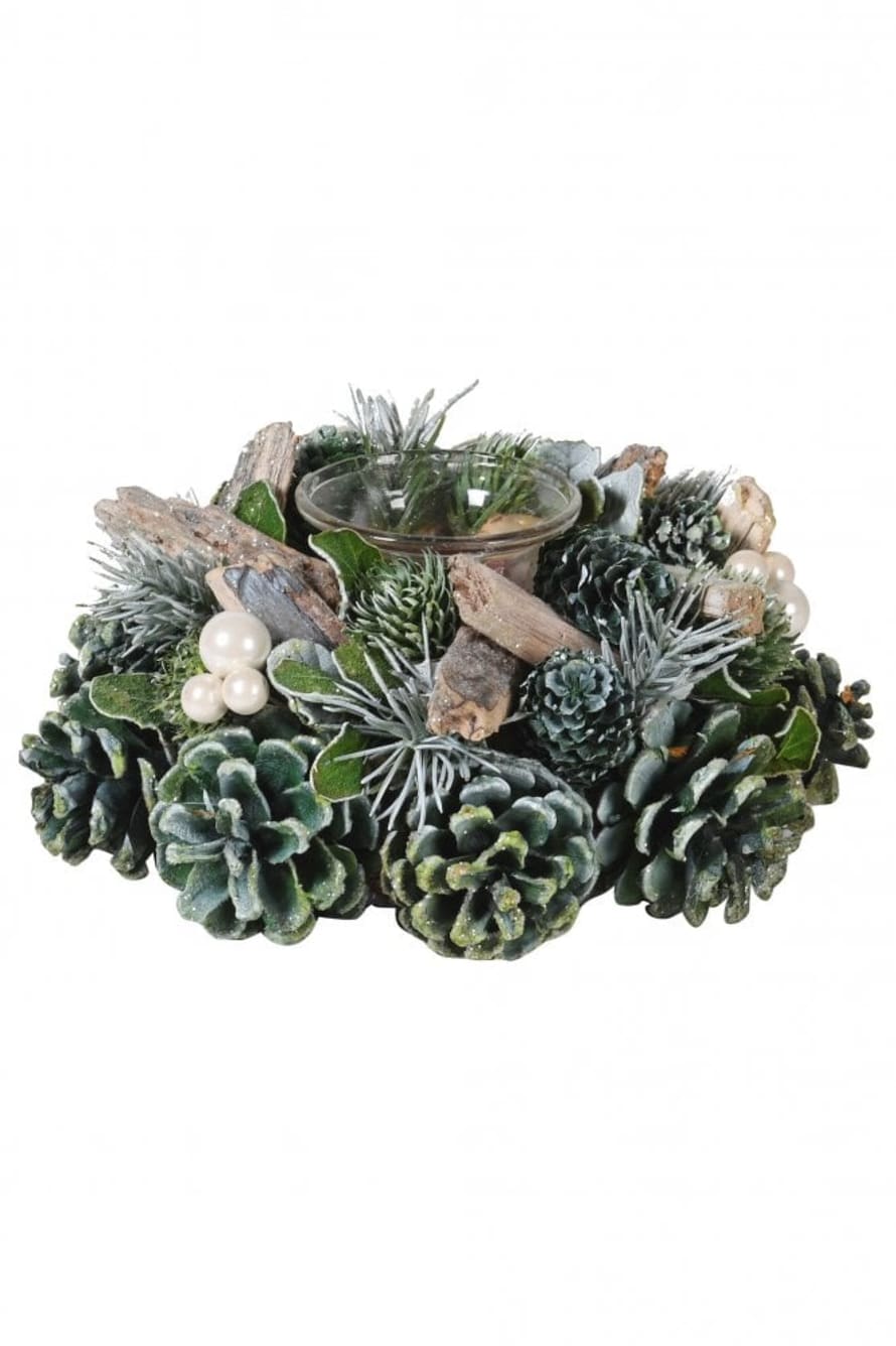 The Home Collection Green Fir Pinecone Candleholder