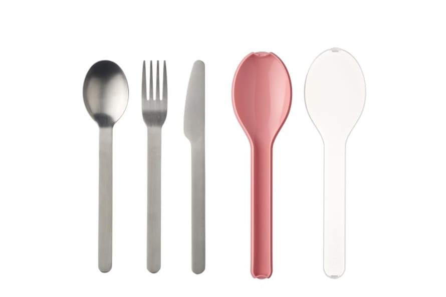 Mepal Nordic Pink 3 Piece Ellipse Cutlery Set