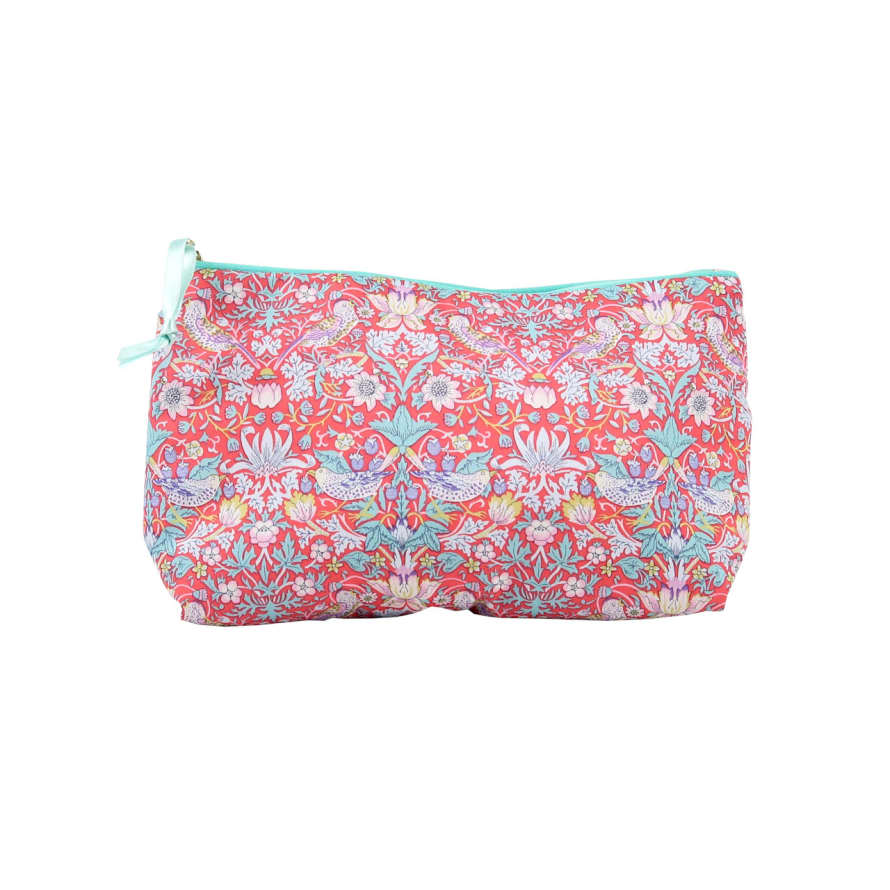 Trouva: Liberty Print Fabric Cosmetic Bag - Strawberry Thief Red