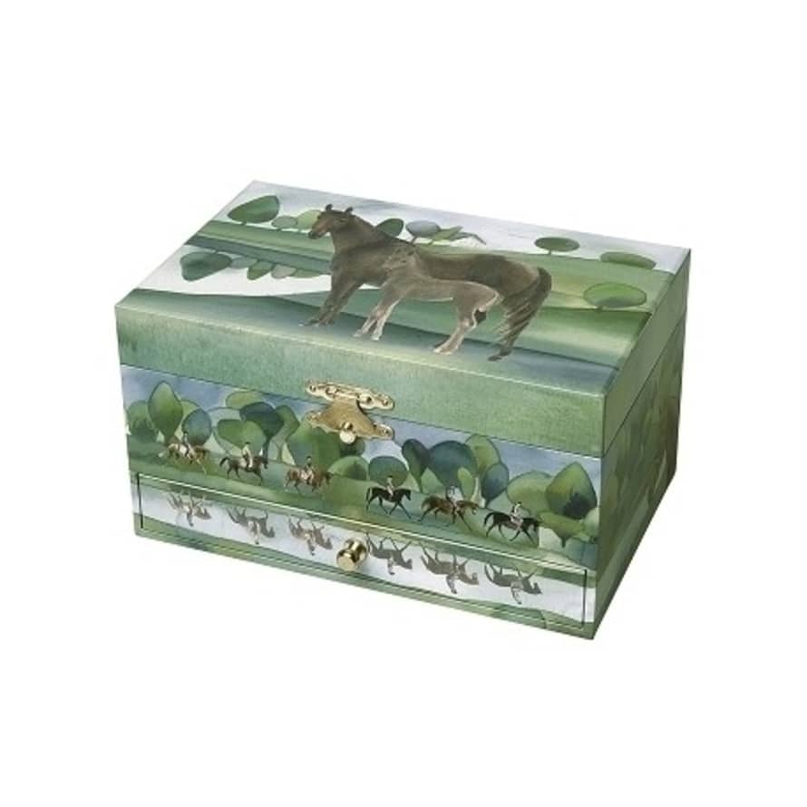 Trousselier Green Normandy Horse Phosphorescent Musical Jewelry Box
