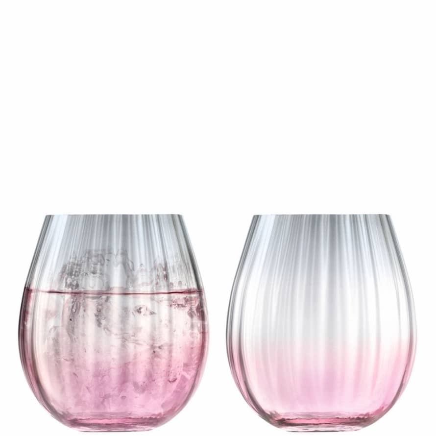 LSA International Set of 2 Pink/Grey 425ml Dusk Tumbler Glasses