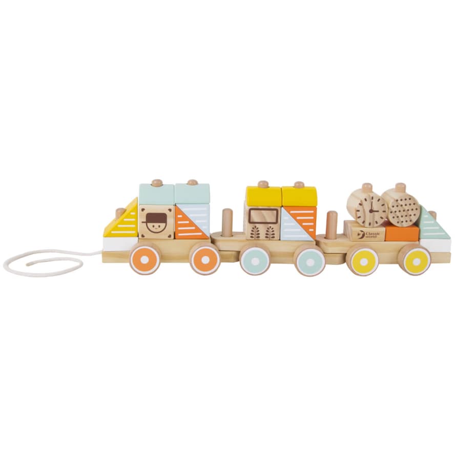 Classic World Pastel Wooden Blocks Drag Train Toy