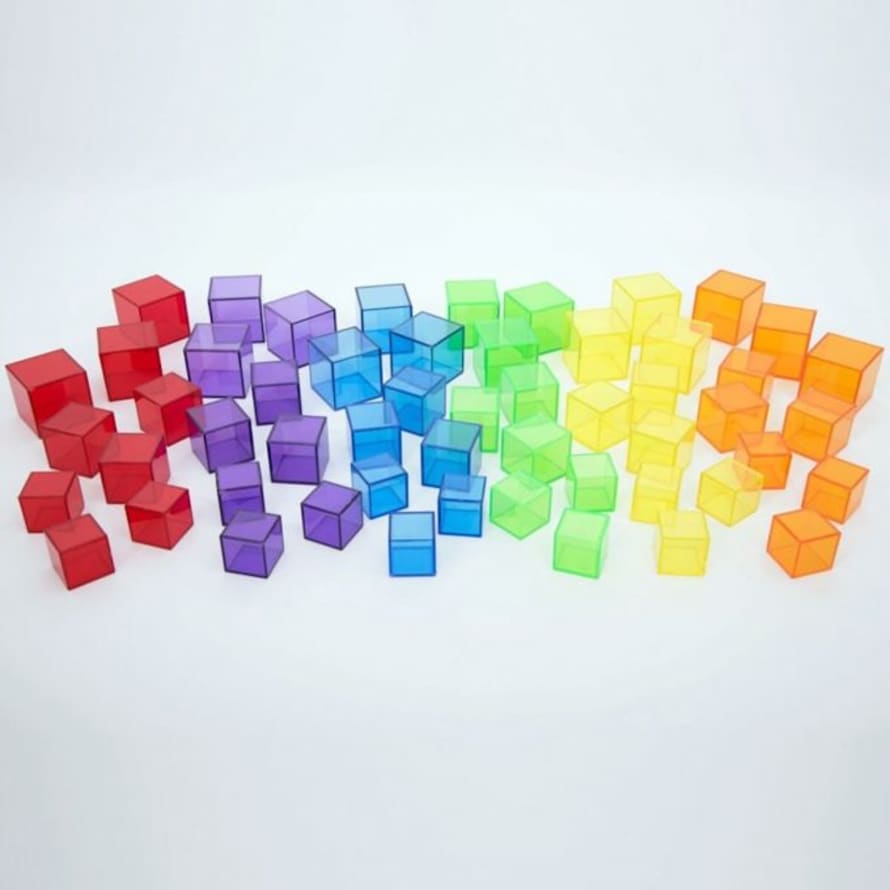 TickiT 54 Pieces Colored Translucent Cubes in Three Sizes