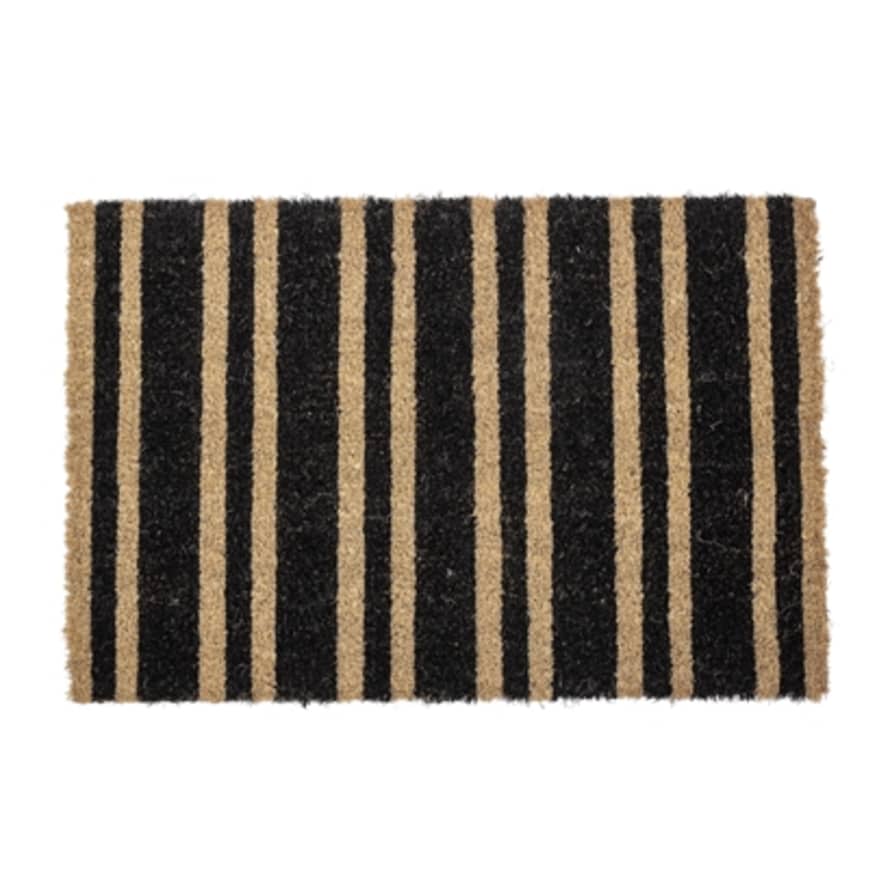 Bloomingville Striped Mat L60xW40 cm in Natural and Black Coconut Fibre