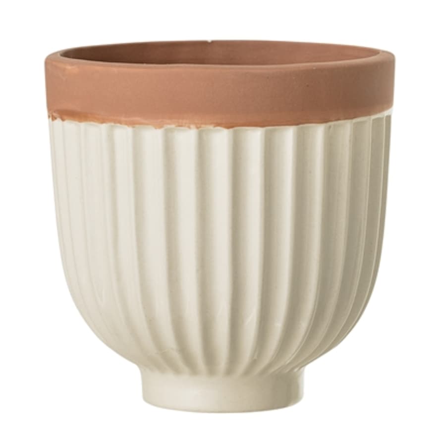 Bloomingville Pot 12xH12 cm in Beige Stoneware with Terracotta Detail