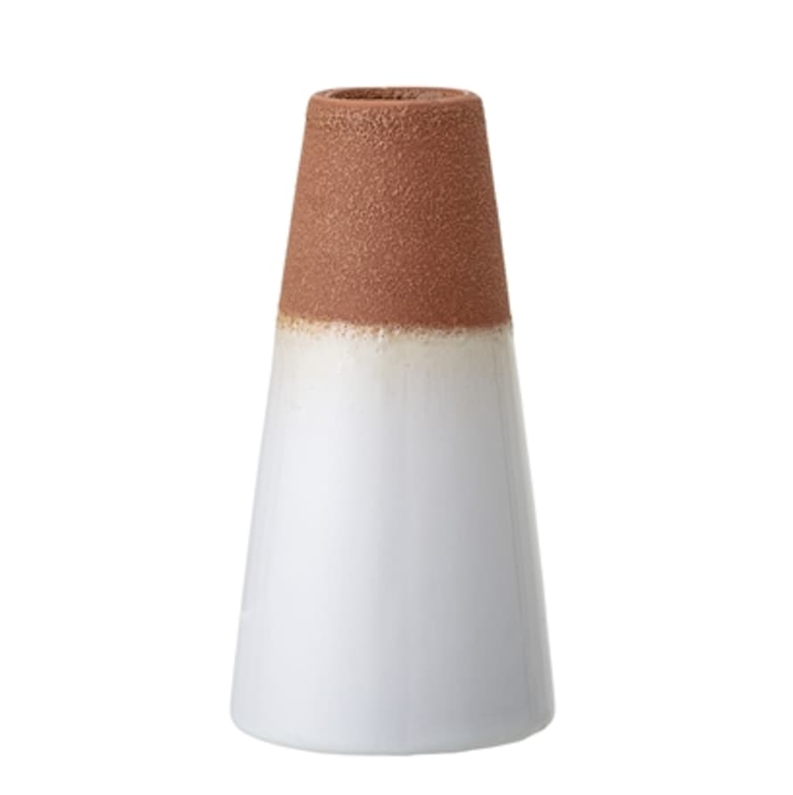 Bloomingville Vase 7.5xH15 cm Made of Ceramic Stoneware in Terracotta and White 