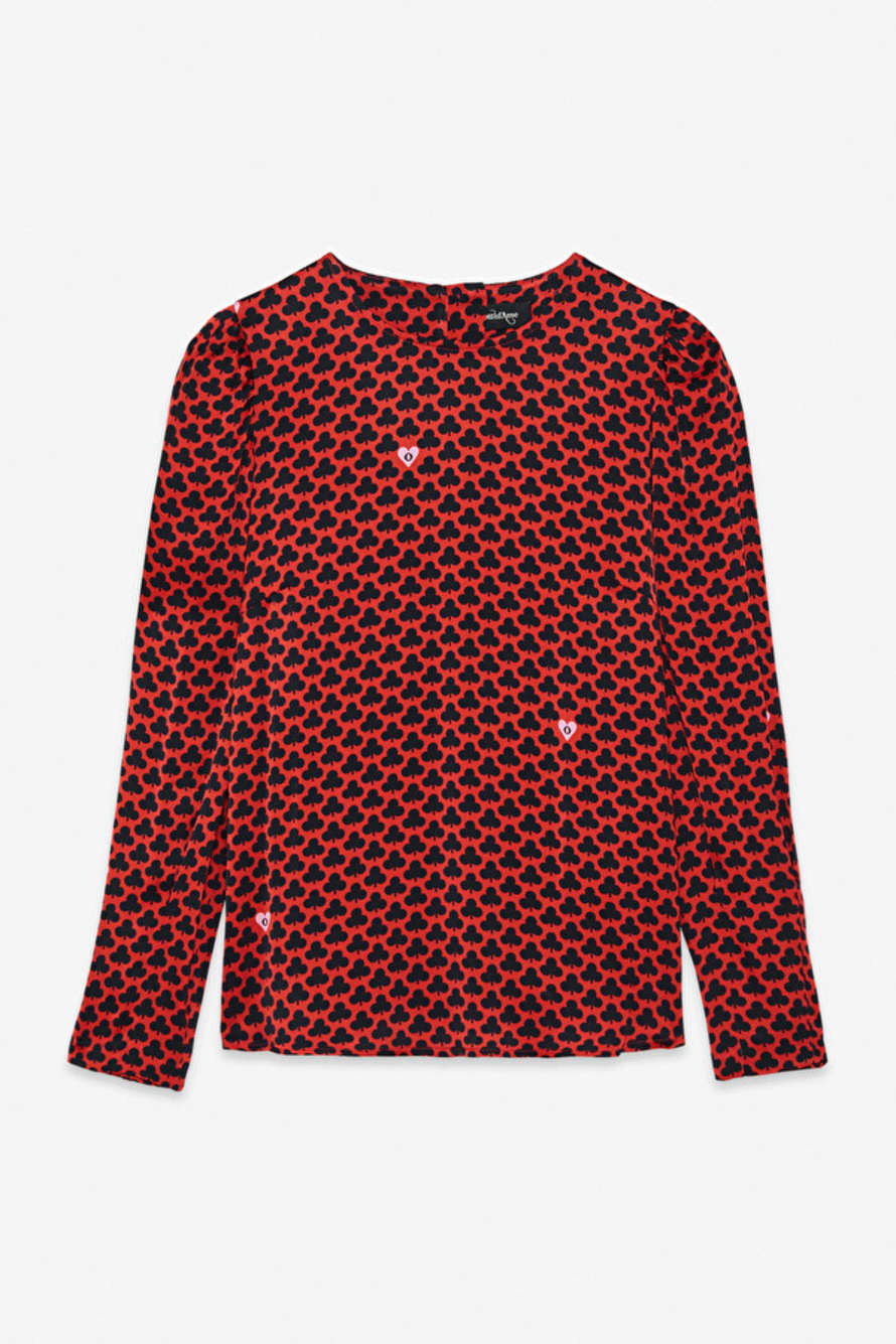 OTTO D´AME Red Printed Viscose Sweater with Appliques