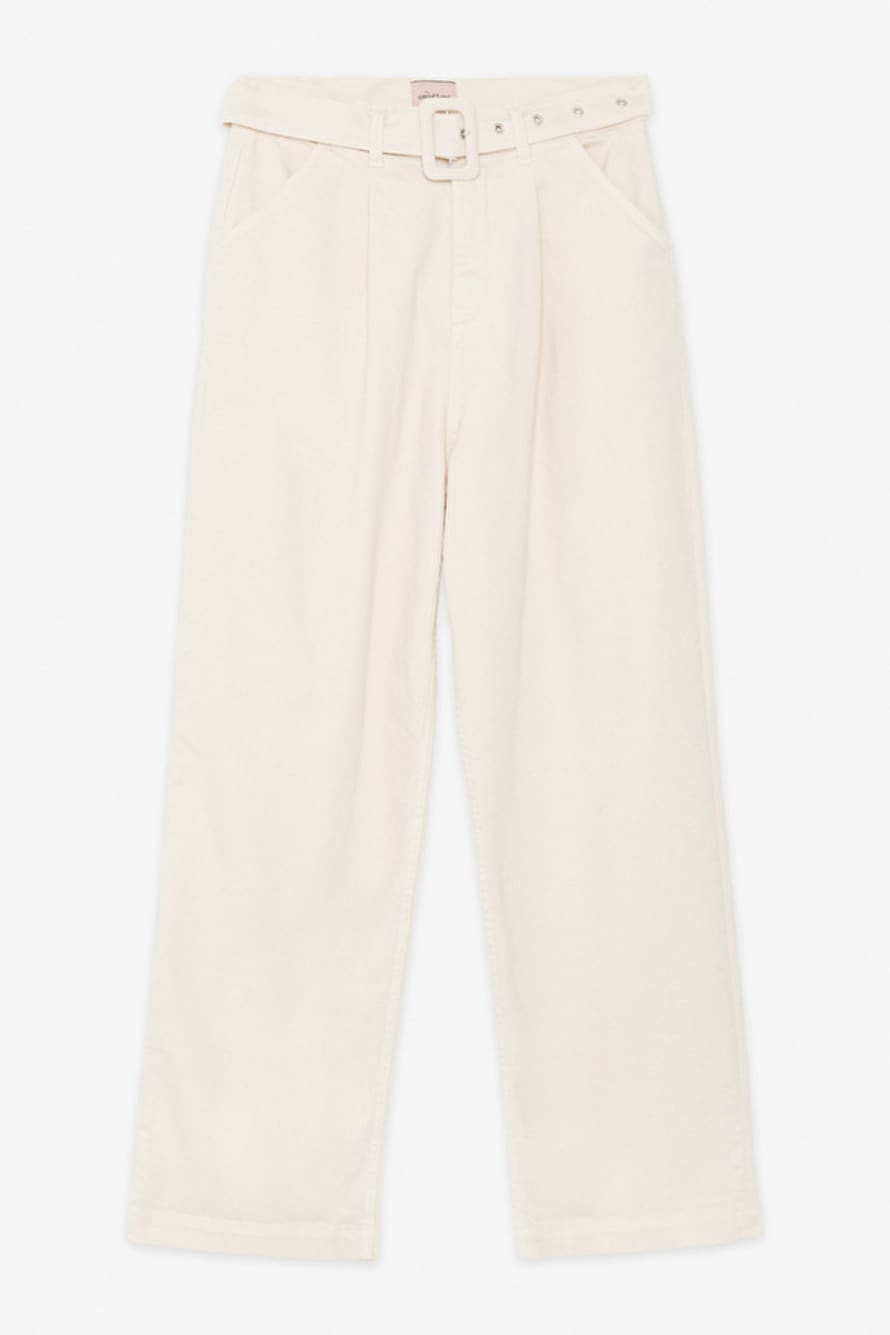 Otto D Ame Beige Velvet Pants with Matching Belt